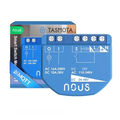 Abbildung von NOUS WiFi Smart Switch Modul mit Tasmota, AC 16A/DC 10A, ESP32, Temp Sensor, Matter &amp; MQTT Unterstützung, 1 Kanal, Trockenkontakte, Kompatibel Alexa, Home Assistant, Google Home, Apple Kit
