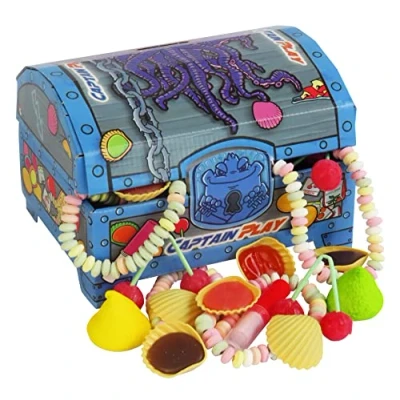 Abbildung von CAPTAIN PLAY Retro Süßigkeiten Schatztruhe Box mit 400g Nostalgie in Einzelverpackung