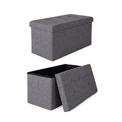 Abbildung von dibea Sitzhocker faltbar max 300 kg Leinen, 76x38x38 cm grau