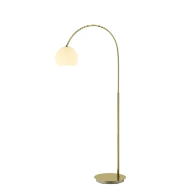 Abbildung von Lindby Bogenlampe Cynthia, messingfarben, Glas, 140 cm, E27