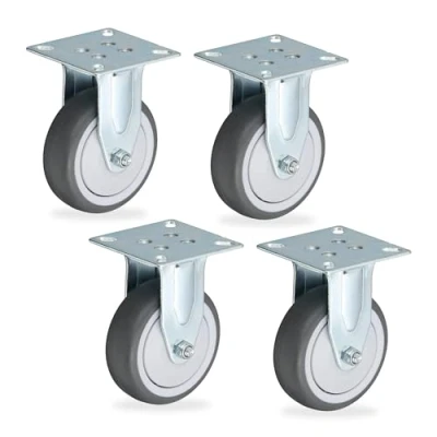Abbildung von Relaxdays Bockrolle, 4er Set, 75mm, Traglast 280 kg, TPR, Stahlplatte, Kugellager, spurlos, schalldämpfend, grau/silber