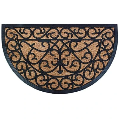 Abbildung von Esschert Design Schmutzfangmatte, Fußmatte in schwarz aus Gummi, mit Kokos Einlage, halbrund, ca. 75 cm x 45