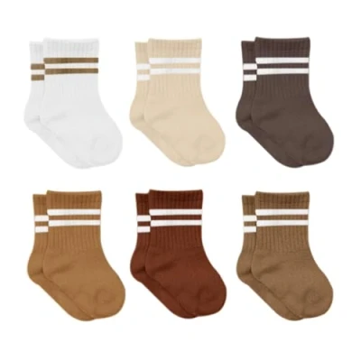 Abbildung von Baumwolle 6 Paar Baby Socken für Neugeborene Säugling 0 Monate bis 3 Jahre Stopper Nahtlos Jungen Mädchen Kindersocken (DE/NL/SE/PL, Alter, Monate, 12 Braun(Gestreift))