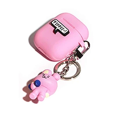 Abbildung von BT21 Silikon Schutzhülle für Apple Airpods mit Schlüsselanhänger (Cooky)