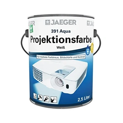 Abbildung von JAEGER Aqua Projektionsfarbe Leinwandfarbe weiss, wasserverdünnbar (2,5 Liter, weiss tuffmatt (ca. RAL 9016))