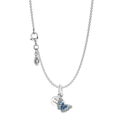 Abbildung von Pandora 41757 Damen Halskette 925 Silber Blauer Schmetterling