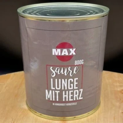 Abbildung von Max MetzgerHofer Saure Lunge mit Herz (800g Dose) Ringpull Dose vom besten Metzger des Jahres