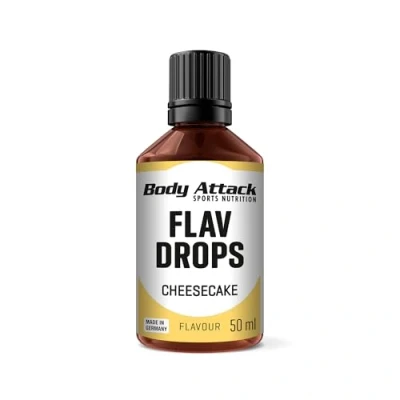 Abbildung von Body Attack Flav Drops®, 50 ml, Cheesecake, Aromatropfen für Lebensmittel, zuckerfreie Flavour Drops ohne Kalorien, vegan &amp; Qualität Made in Germany