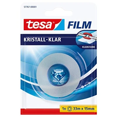 Abbildung von tesa kristall klar Hochtransparentes, alterungsbeständiges Klebeband mit starker Haftung 33 m x 15 mm