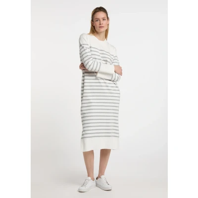 Abbildung von DREIMASTER Maritim Damen Maxikleid M/L / Off White Grau Melange 50% Viskose 28% Polyester 22% Nylon