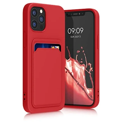 Abbildung von kwmobile Handyhülle kompatibel mit Apple iPhone 12 / Pro Hülle Handy Cover Fach für Karten in Rot