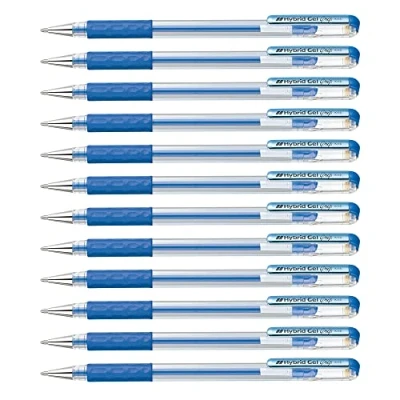 Abbildung von Pentel Hybrid Gelschreiber, 0,8 mm Spitze, metallisch, bequemer Fingergriff, Blau