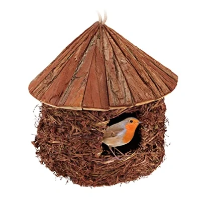 Abbildung von relaxdays Vogelhaus Vogelnest Stroh