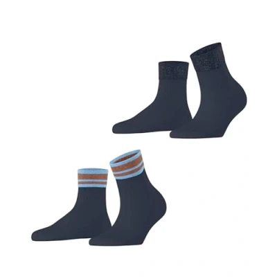 Abbildung von ESPRIT Damen Retro Glitter 2 Pack W SSO Baumwolle Gemustert Paar Socken, Blau (Space Blue 6116), 35 38 (2er Pack)