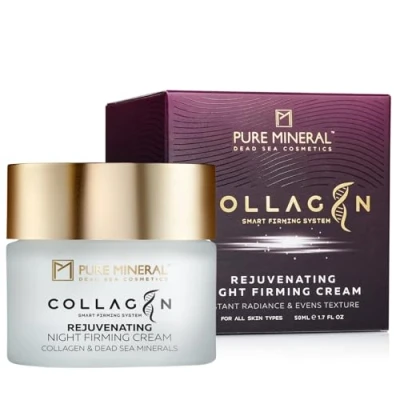 Abbildung von Pure Mineral Straffende und regenerierende Nachtcreme mit Kollagen Totes Meer Mineralien, Anti Falten, Verjüngung Ohne Silikone, Sulfate, Parabene 50ml