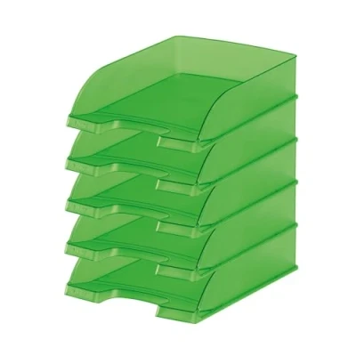 Abbildung von Leitz Briefkorb Standard A4, 5er Pack, Briefablage in Premium Qualität, Stapelbare Ablagefächer als Schreibtisch Organizer, Kombinierbar mit Plus Serie, Grün Frost, 52270056