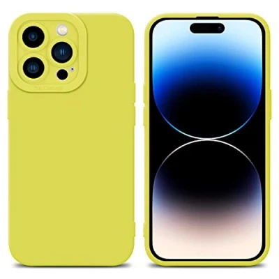 Abbildung von Cadorabo Hülle kompatibel mit Apple iPhone 14 PRO MAX Schutzhülle TPU Silikon Case Liquid Design Kameraschutz Slim Kratzfest Weiche Gummi Rundumschutz für in Gelb