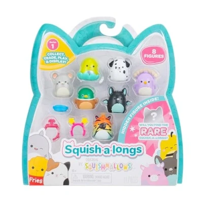 Abbildung von Squish a longs SQAL0083 8er Pack, Serie 1, Style 4, enthält 8X 2,5 cm Mini mit 2X Accessoires, 1x Ring und Collectors Guide Sammeln, Tauschen Spielen