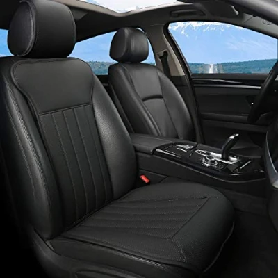 Abbildung von Black Panther Sitzauflage Auto, Autositzbezüge Vordersitze Vier Jahreszeit Universal Anti Rutsch Sitzauflagen Auto Fahrersitz mit Rückenlehne, Keine Sitzheizung, Wärme(1PC,Schwarz)