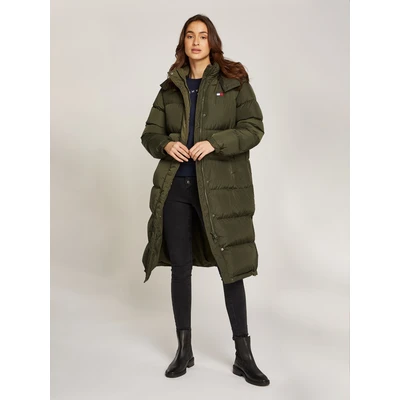 Abbildung von Tommy Jeans Alaska LONG Puffer Daunenmantel, Damen, Größe: 5XL, Fatigue green