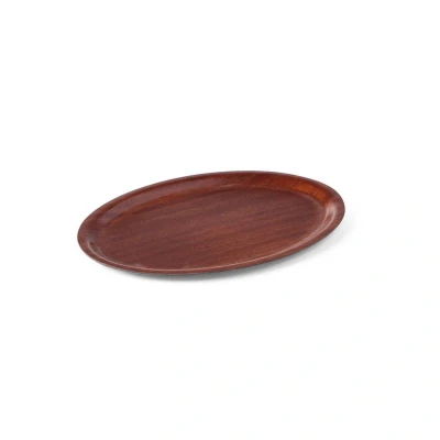 Abbildung von HENDI Serviertablett Woodform 23 x 16 cm oval Antirutsch Beschichtung holzverstärkt bruchfest mit Rand, Gastro Tablett kaufen