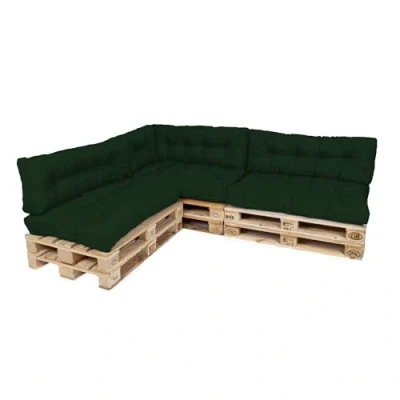 Abbildung von TexDeko® Garden Palettenkissen 120x80x18cm wasserabweisend UV beständig In &amp; Outdoor Premium Sitzkissen gesteppt Palettenauflage für Europaletten (7 TLG Set, Dunkelgrün)