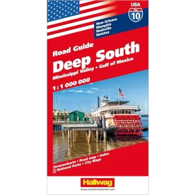 Abbildung von Hallwag Strassenkarte USA, Deep South 1:1 Mio.: Mit Mississippi Valley, Golf of Mexico, New Orleans, Memphis, Nashville, Natchez. Inkl. Stadtpläne, ... (Hallwag Strassenkarten, Band 10)
