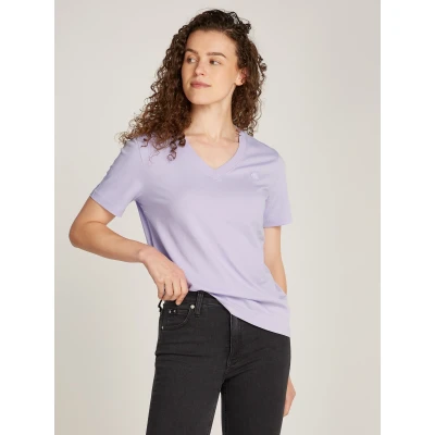 Abbildung von Calvin Klein Jeans Embro Badge V NECK TEE Tshirt basic, Damen, Größe: Small, Pastel lilac