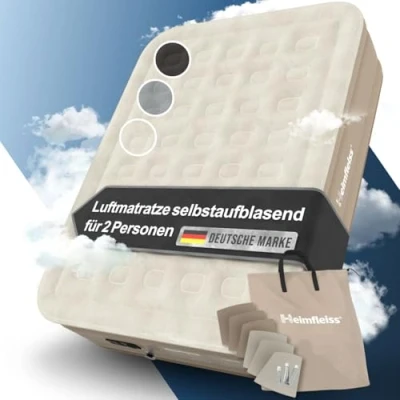Abbildung von Heimfleiss® Luftbett 2 Personen Premium Aufblasbare Matratze 150x200 cm Luftmatratze selbstaufblasend ideal nutzbar als Gästematratze &amp; Campingmatratze Aufblasbares Bett für Kinder Erwachsene
