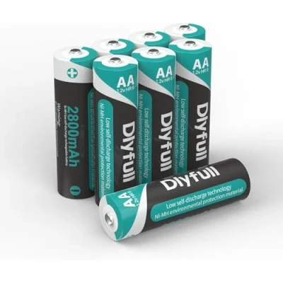 Abbildung von Dlyfull aa Akku 2800mAh wiederaufladbar 8 Stück Batterien, 1,2V NiMH geringe Selbstentladung, vorgeladen akkus