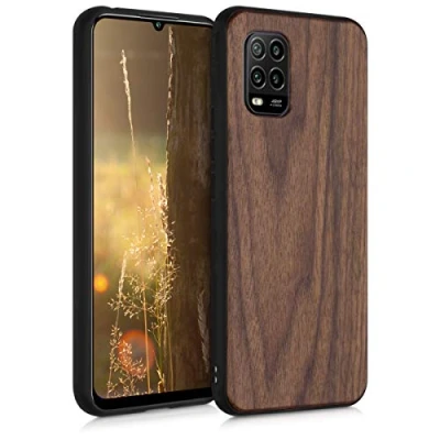 Abbildung von kwmobile Hülle kompatibel mit Xiaomi Mi 10 Lite (5G) Holz Case stoßfestes Handy Cover TPU Handyhülle in Dunkelbraun