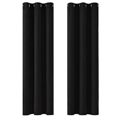 Abbildung von Deconovo Gardinen Blickdciht Verdunkelungsvorhänge mit Ösen Thermovorhang Kälteschutz Thermogardine Hitzeschutz Dicke Thermovorhang, 229x107cm(HöhexBreite), Schwarz, 2er Set