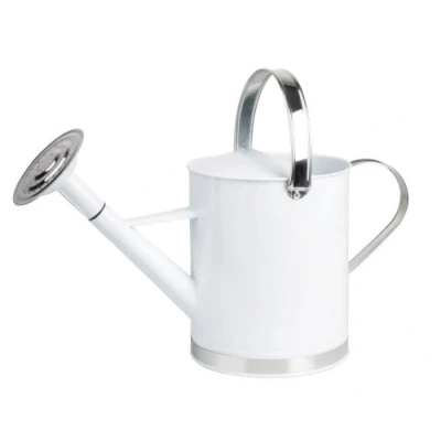 Abbildung von esschert design Gießkanne 5 Liter Landhaus Kanne Stil weiß silber aus Zink Metall