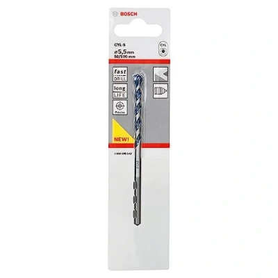 Abbildung von Bosch Professional 1x CYL 5 Betonbohrer (für Beton, Ø 5,5 x 100 mm, Robust Line, Zubehör Schlagbohrmaschine)