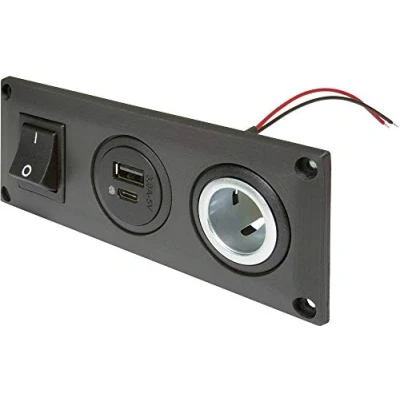 Abbildung von PRO CAR 67346010 KFZ Ladekabel für Handys 12/24V USB C/A + 1 mit Schalter, Schraubensatz schwarz