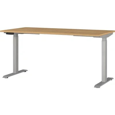 Abbildung von Germania Schreibtisch 7908 638, in Grandson Eiche Nb./Silber, EL. höhenverstellb., 160 x 120 80 cm (BxHxT)