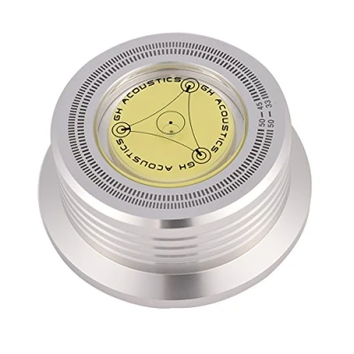 Abbildung von VBESTLIFE 50Hz Plattenspieler Disc Record Gewicht Stabilisator Clamp mit Wasserwaage für LP Player(Silber)