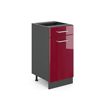 Abbildung von Vicco Küchenunterschrank R Line, Bordeaux Hochglanz/Anthrazit, 40 cm ohne Arbeitsplatte