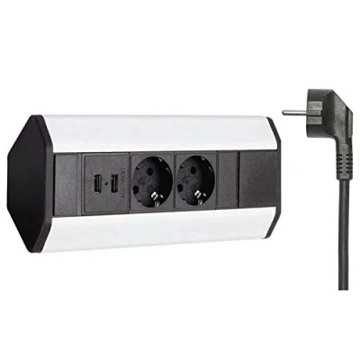 Abbildung von Ecksteckdose 2 er Schuko+ 2er USB Tischsteckdose Steckdose Stromdose Schreibtisch Energiestation