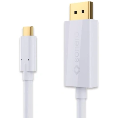 Abbildung von Sonero UCC021 015 USB C auf DisplayPort Kabel, 4K@60Hz mit 18Gbps, 3.1, Alt Mode, Thunderbolt 3 kompatibel für MacBook Pro, Samsung S8, Dell XPS 15 und andere Computer, 1,5m weiß