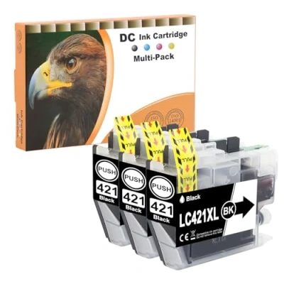 Abbildung von D&amp;C LC421XL Druckerpatronen Kompatibel für Brother LC421 XL Multipack DCP J1050DW Patronen MFC J1010DW J1140DW (Schwarz, 3 Pack)