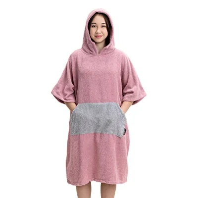 Abbildung von HOMELEVEL Bademantel Kinder Badeponcho aus Baumwolle mit Kapuze unisex,