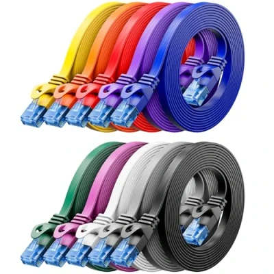 Abbildung von deleyCON 10x 0,25m CAT6 Flaches Netzwerkkabel 1,5mm Flachbandkabel U UTP RJ45 LAN Kabel