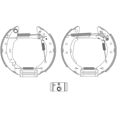 Abbildung von TEXTAR Shoe Kit Pro 84048006 Bremsensatz, Trommelbremse mit Radbremszylinder, Stellelement PEUGEOT: 206 Schrägheck, 106 II SW