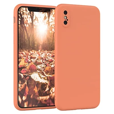 Abbildung von EAZY Case Silikonhülle für iPhone X/XS Hülle Silikon Orange weich stoßfeste Handyhülle Schutzhülle mit Kameraschutz Dünn Premium Schutz Cover TPU Phone Bumper in