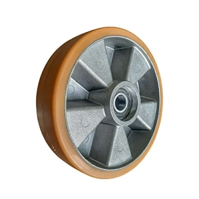 Abbildung von WIKO Hubwagen Rollen Polyurethan Rad 200 mm Räder mit Kugellagern Hubwagenräder Laufrollen Fixierer Palettenrollen 650 kg (25 Achsloch)