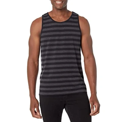 Abbildung von Amazon Essentials Herren Tanktop, Normale Passform, Dunkelgrau Meliert/Schwarz, XS