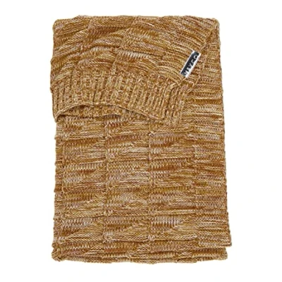 Abbildung von Meyco Baby Block Mixed Babydecke, gestrickte Wiegedecke (aus 100% weicher Baumwolle, vielseitig einsetzbar, einfache Pflege, atmungsaktiv, Größe: 100 x 150 cm), Ockergelb/Camel
