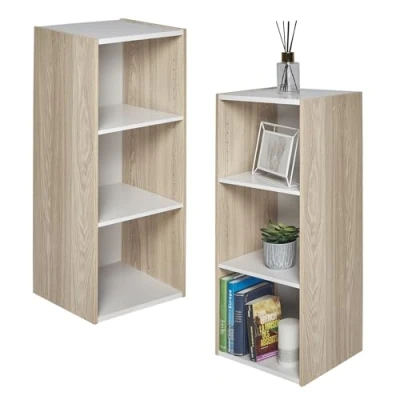 Abbildung von Iris Ohyama Platzsparendes Regal, Extra Breit, 3 Ebenen, Set aus 2, Braun, Verstellbar, Modular, Für Wohnzimmer, Homeoffice, Schlafzimmer, Organisation, Bücher, CD, Dekor, Einfache Montage, UB 9035