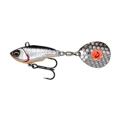 Abbildung von Savage Gear Fat Tail Spin sinkend Jig Spinner, Größe/Gewicht/Farbe:5.5cm / 9g Dirty Silver